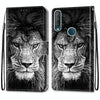 For Alcatel 1S (2020) / 3L (2020) Coloured Drawing Cross Texture Horizontal Flip PU Leather Case with Holder & Card Slots & Wallet & Lanyard(Black White Lion Head)