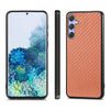 For Samsung Galaxy S25+ 5G Carbon Fiber Texture Leather Back Cover Phone Case(Brown)