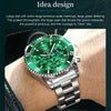 OLEVS 2870 Men Multifunctional Chronograph Three Eyes Waterproof Quartz Watch(Green + Silver)
