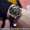 OLEVS 6650 Men Luminous Waterproof Silicone Strap Mechanical Watch(Black + Gold)
