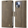 For iPhone 14 AutSpace A11 Side Buckle MagSafe Magnetic RFID Phone Leather Case(Coffee)