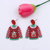 1pair Sweater Christmas Earrings Cute Elk Snowman  Earstuds, Color: Elk Red