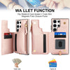 For Samsung Galaxy S23 Ultra 5G Double Flap Zipper RFID Leather Phone Case with Short Lanyard(Rose Gold)