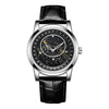 SANDA 7001 Leather Strap Luminous Waterproof Mechanical Watch(Black)