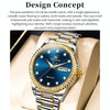 OLEVS 7003 Men Multifunctional Waterproof Mechanical Watch(Gold + Blue)