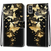 For Alcatel 1L (2021) Coloured Drawing Cross Texture Horizontal Flip PU Leather Case with Holder & Card Slots & Wallet & Lanyard(Golden Butterfly Group)
