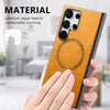 For Samsung Galaxy S25 Ultra 5G Solid Color Retro Magsafe PU Back Cover Phone Case(Yellow)
