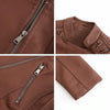 Women Short Leather Jacket Slim Jacket Motorcycle Suit, Size: L(Khaki)