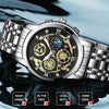 BINBOND 4010 Multifunctional Waterproof Hollowed Luminous Quartz Watch(Inter-gold White Surface)