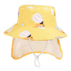 1015 Summer Children Sun Hat Outdoor Sun Protection Bucket Hat With Shawl(Yellow)