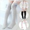 Children's Tube Socks Mesh Bow Princess Socks Square Grid Over Knee Socks, Size:43cm(pink)