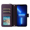 For iPhone 13 Pro Max Nine-card Slots Zipper Wallet Bag Leather Phone Case(Dark Purple)