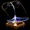 Solar 360 Degree Rotating Turntable Colorful Lights Glasses Display Stand(Black)