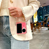 For OPPO Find N3 Flip Three Parts Pearlescent Shell Texture Phone Case with Bracelet(Pink Green)