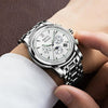 JIN SHI DUN 8750 Men Fashion Waterproof Luminous Mechanical Watch(Silver White)