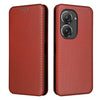 For Asus Zenfone 9 Carbon Fiber Texture Flip Leather Phone Case(Brown)