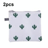 SN-031 2pcs Waterproof Zipper Sanitary Napkin Storage Bag Coin Card Bag(Cactus)