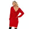 Women Sexy Package Hip Long Knitted Backless Twisted Knot Dress, Size: S(Red)
