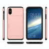 For iPhone X / XS TPU + PC Dropproof Protective Back Cover Case with Card Slot(Black)