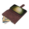 For Samsung Galaxy S25+ 5G Multifunctional Frosted Zipper Wallet Leather Phone Case(Coffee)