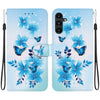 For Samsung Galaxy A15 Crystal Texture Colored Drawing Leather Phone Case(Blue Butterflies)