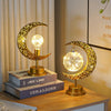 LED Wrought Iron Moon Lamp Decorative Lamp Festival Table Lamp,Style: Rattan Star