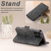 For iPhone 15 Pro Max Suteni J07 Multi-functional Horizontal MagSafe Denim Leather Phone Case(Black)