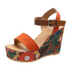 Summer Floral Fabric Slope Heel Women Sandals Comfortable Casual High Heels, Size: 40(Orange)