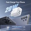 JOYROOM JR-TCF12 20W Dual USB-C / Type-C Fast Charger, Specification:EU Plug(White)