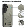 For Samsung Galaxy S23 5G Multi-function Holder MagSafe PU Phone Case(Titanium Gray)