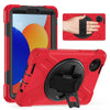 For Xiaomi Redmi Pad SE 8.7 Rotatable Holder Silicone Hybrid PC Tablet Case with Shoulder Strap(Red)