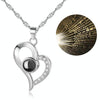 100 Language I Love You Projective Girl Heart Pendant Necklace Jewelry (Silver)