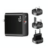 PD-65W USB-C / Type-C + QC3. 0 USB Laptop Charging Adapter + 2m USB-C / Type-C to USB-C / Type-C Data Cable Set, EU Plug / AU Plug / US Plug / UK Plug(Black)