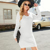 Women Sexy Package Hip Long Knitted Backless Twisted Knot Dress, Size: S(White)