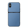 For iPhone XS Max Litchi Leather Magnetic Full Coverage Shockproof Phone Case(Blue)