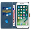 For iPhone 8 Plus / 7 Plus Grid Stitching Leather Phone Case with Lanyard(Blue)