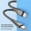 ADC-009 USB to 8 Pin Zinc Alloy Hose Fast Charging Data Cable, Cable Length: 1m (Silver)