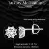 MSE008 S925 Sterling Silver Moissanite White Gold Plated Simple Elegant Earrings