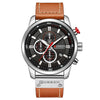 CURREN M8291 Chronograph Watches Casual Leather Watch for Men(White case black face)