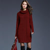 Autumn And Winter Knitwear Dresses Long Turtleneck Sweater For Women, Size: M(Wine Red)