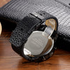 CAGARNY 6819 Multifunctional Dual Time Zone Quartz Business Sport Watch for Men(Black Shell Grey Surface Black Leather)