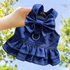 Cat Denim Harness Skirt with Leash, Small