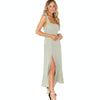Women Elegant Slit Dress Commuting Sleeveless Knot Suspender Dress, Size: S(Light Green)