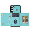 For Samsung Galaxy S23+ 5G Three Fold Card Bag Phone Case with Long Lanyard(Mint)