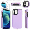 For iPhone 12 Double Flap Zipper RFID Leather Phone Case with Short Lanyard(Light Purple)
