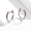 Sterling Silver Rainbow Earrings S925 Zircon Earrings, Color:White