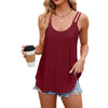 Women Tank Tops Summer Sleeveless Spaghetti Straps Camisole Top, Size: M(Wine Red)