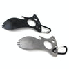 Outdoor Multifunctional Camping Spoon Stainless Steel Tableware Portable Picnic Tableware Fork And Spoon(Light Grey)