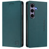 For Samsung Galaxy S24 FE 5G RC01 Dual-Folded Magnetic Suction RFID Leather Phone Case(Dark Green)