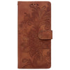 For Samsung Galaxy S21+ 5G Lace Floral Embossed Magnetic Buckle PU Phone Case With Wrist Strap(Brown)